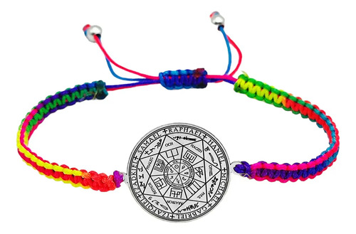 Pulsera De Hilo Trenzado Sello 7 Arcangeles De Plata 925