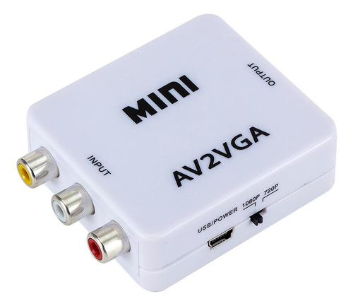 Mini Av2vga Convertidor De Vídeo Caja Av Rca Cvbs A Vga