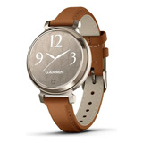 Pulseira De Relógio Garmin Lily 2 Classic Cream Gold, Cor: Pulseira De Couro, Cor De Canela, Design De Pulseira De Couro