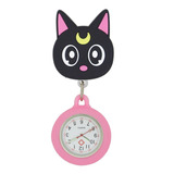 Reloj De Bolsillo Enfermera Con Broche Retractil Con Figura