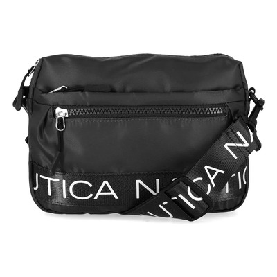Bolsa Bandolera Náutica Elysia Diseño Liso De Nailon Negra Asas Color Negra