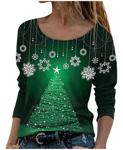 Camisas Florales Para Mujer Blusa De Navidad De Jersey Sólid