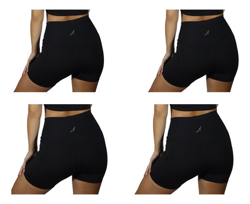 Pack X4 Calza Corta Short Deportivo Tiros Alto Mujer Sport 