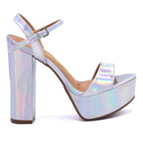 Sandalias Vizzano Holograficas Con Taco Palo 12cm Scarpy