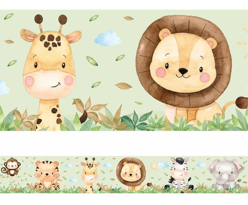 Kit 7 Faixas Decorativa Adesivo Infantil Bebê Safari Novo