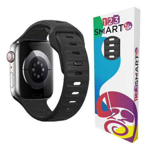 Pulseira De Silicone Mariner Premium Compativel Com Apple Watch Iwatch 9 8 7 6 5 4 3 2 1 Se 38mm 40mm 41mm - Preto