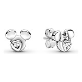 Aretes Pandora Botón Siluetas De Mickey Mouse Y Minnie Mouse