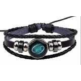 Pulsera De Signo Del Zodiaco Cuero Sintético Hombre Mujer