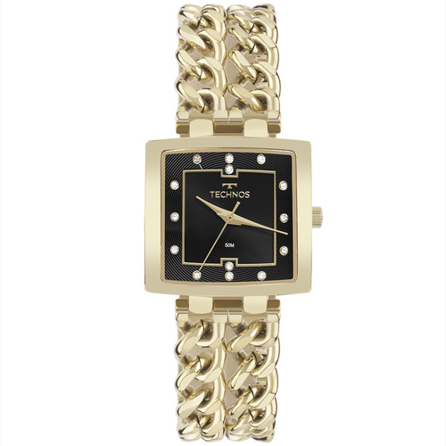 Relógio Technos Feminino Elos Dourado 2035mwj/1p Cor Do Fundo Preto