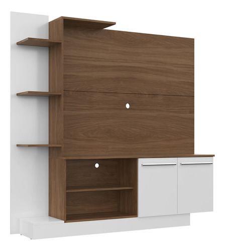 Mueble Para Tv Rack Mesa Con Panel Porto Color Marrón Claro