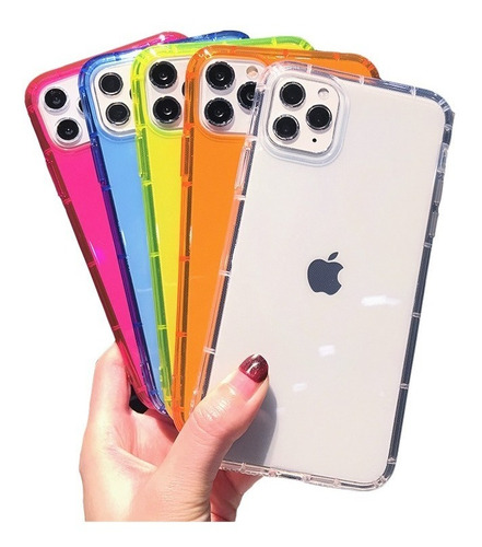 Funda Neon Transparente Para iPhone 11/ 11 Pro /12 / 12 Pro 