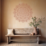 Stencil Mandala 90x90 Bombay Pared Tela Piso Muebles Deco