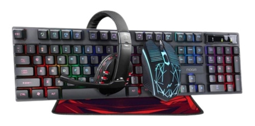 Combo Gamer Teclado + Mouse + Auricular + Pad Noga Once