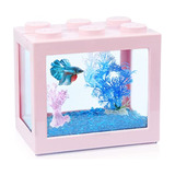 Small Betta Fish Tank, Stackable Mini Fish Tank Aquarium Tan