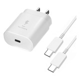 Cargador Rápido Tipo C De 25w Para Samsung Galaxy Con Cable Color Blanco