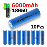 10 Piezas Pila Bateria Recargable 3.7v Li-ion Tipo 18650