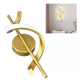 Aplique De Pared Oro Interior  Led Luz  Cálida  Decoración