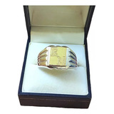 Anillo Tipo Sello Hombre Plata 925 Oro 18k Grabado Iniciales