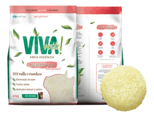 Viva Verde Areia Sanitária Para Gatos De 4kg