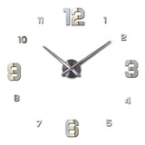 Exclusivo Reloj De Pared 3d Gigante En Madera Plateado 