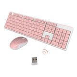 Juego De Teclado Y Mouse Inalámbrico Con Receptor Usb, Rosa