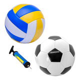 Bola De Futebol E Bola De Vôlei + Mini Bomba De Ar