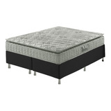 Cama Box Queen Preto + Colchão Ortopedico Espuma D33 158cm