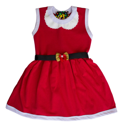 Vestido Bebê Menina Com Laço Mamãe Noel Natal