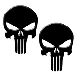 Par Adesivos Punisher Carro Moto Preto Resinados Justiceiro