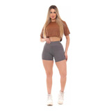 Conjunto Moda Academia Camiseta Cropped E Short Curto Suplex