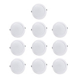 Pack 10 Foco Panel Plafón Led Embutido Redondo 12w Calida D