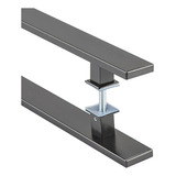 Puxador Para Porta Duplo Alumínio 30 Cm Modelo Flat Aluminum Cor Preto Fosco