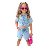 Conjunto Verão Menina Infantil Short  E Cropped Bolso Diva 