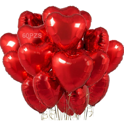 60pzs Globos Metálicos De Corazón Para Decoracion Fiesta