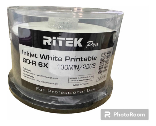 Disco Blu Ray Printeables, Inkjet Ritek Pro, 25gb 50 Pz