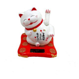 Maneki Neko Gato Da Sorte Branco Enfeite A Energia Solar