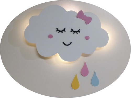 Nuvem Com Luz De Led E Gotas De Chuva Quarto Menina