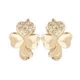 Aretes Arracadas Huggies Swarovski Medianas Corazón Trebol 