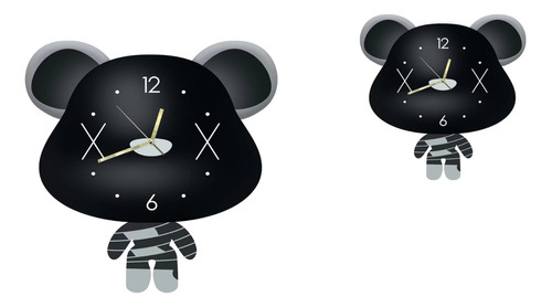 Reloj De Pared Grande Bearbrick/ Oso Violento Negro