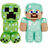 Mattel Minecraft Plush Figura 2-paquete, Steve En Diamond Ar