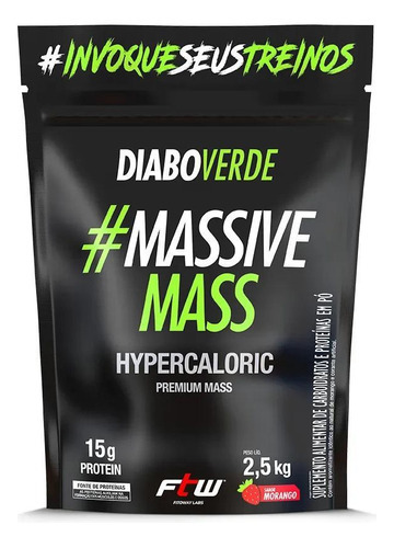 Hipercalorico Diabo Verde Massive Mass 2,5kg Sabor Morango