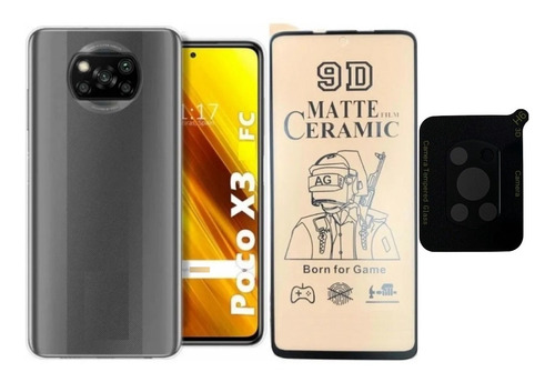 Estuche Forro + Cerámica + V Cámara Para Xiaomi Poco X3 Pro