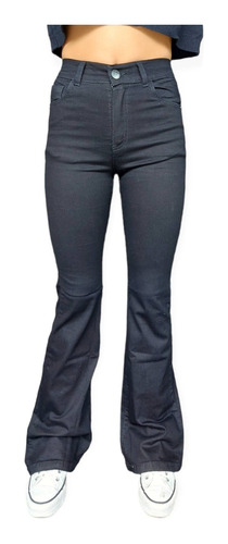 Combo Jeans Mujer Oxford Black + Cinto Hebilla Cuadrada