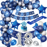 Kit De Globos Cumpleaños N.° 18 De Hombreazules Y Plateados