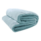 Cobertor Camesa Flannel Loft Cor Azul Com Design Liso De 2.2m X 1.8m