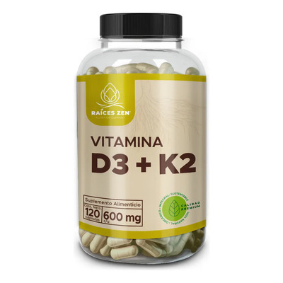 Vitamina D3 + K2 120 Cápsulas Raíces Zen Super Premium 400 Ui | Meses sin interés