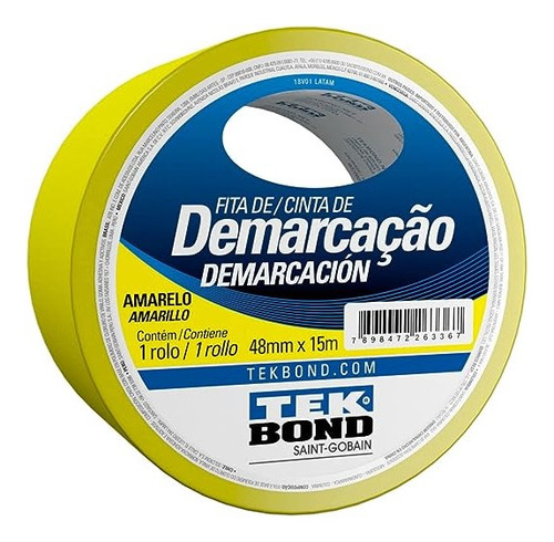 Fita De Demarcação Amarela 48mm X 15m - Tekbond-21241048200