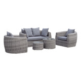 Juego Jardin Living Ratan Exterior Set 5 Piezas Premium Impo