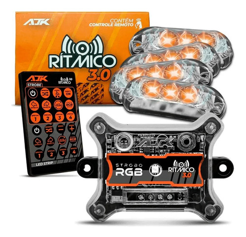 Kit Com 4 Strobo Automotivo Ajk + Central 3.0 + Controle 