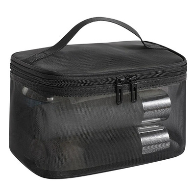 Bolsa De Maquiagem De Malha Elegante De Dupla Camada, Banhei